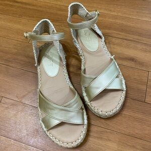 LOFT Women's Gold espadrille Sandals | Size 7